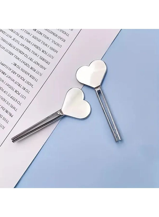 Heart Shaped Metal Toothpaste Squeezer Silvery Portable Ergonomic Handle - Image 3